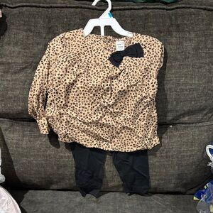 Carter's Tan Leopard Print Top and Black Leggings